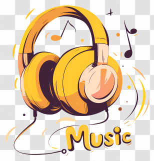 Headphones - Yellow Headphones Music Illustration Transparent PNG