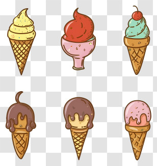 Ice Cream Cones - Hand-Drawn Ice Cream Cone Collection Transparent PNG