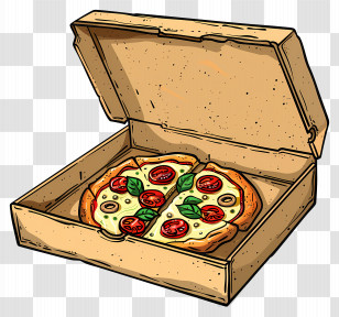 Pizza Box With Pizza - Box With Delicious Pizza Inside Transparent PNG