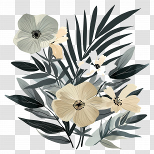 Wildflower - Elegant Botanical Flower And Foliage Illustration Transparent PNG