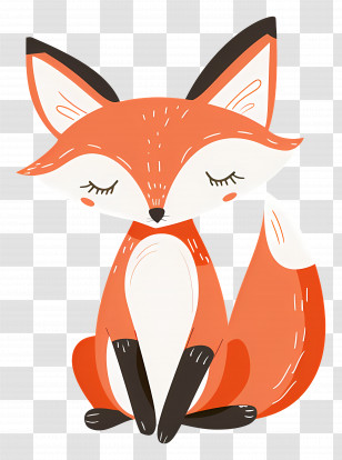 Cartoon Fox - Cute Sleeping Cartoon Fox Artwork Transparent PNG