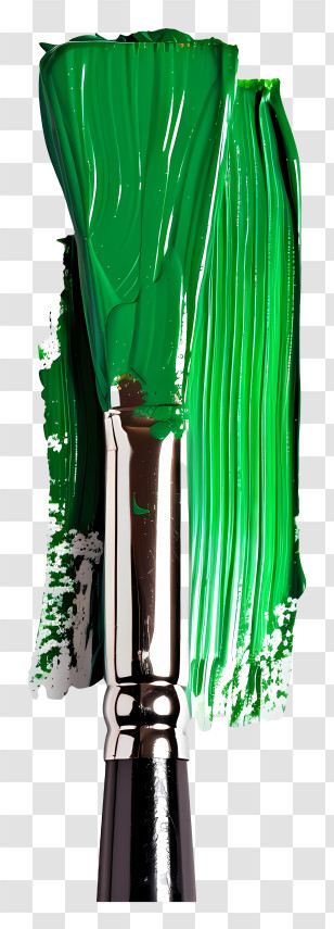 Green Brush - Green Paintbrush With Fresh Paint Transparent PNG