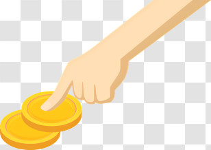 Cartoon - Hand Pointing To Gold Coins Transparent PNG