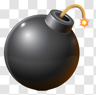 Timer Bomb - Cartoon Black Bomb With Burning Fuse Transparent PNG