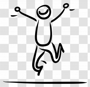 Stick Figure Jumping - Happy Jumping Stick Figure Transparent PNG