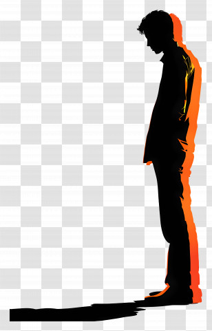 Standing Man Silhouette - Silhouette Of Man With Shadow Transparent PNG