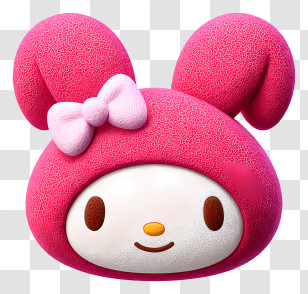 My Melody Face - Pink Bunny Character With Bow Transparent PNG