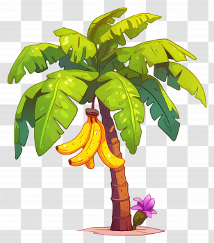 Banana Tree - Banana Tree With Ripe Fruit Illustration Transparent PNG
