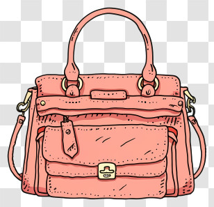 Handbag - Pink Handbag With Straps Transparent PNG