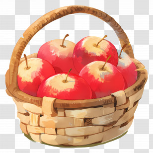 Basket Full Of Apples - Basket Full Of Red Apples Illustration Transparent PNG