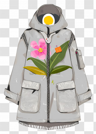 Gray Coat - Stylish Jacket With Floral Design Transparent PNG