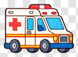 Ambulance Emoji - Embroidered Ambulance Patch Transparent PNG
