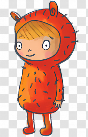 Cartoon Character - Child In Playful Orange Costume Transparent PNG