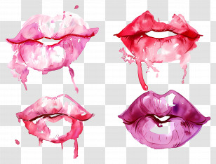 Kiss Stain - Set Of Watercolor Lips Transparent PNG
