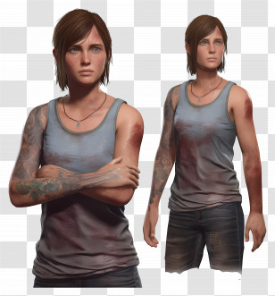 Ellie Williams - Tattooed Cartoon Character In Casual Attire Transparent PNG