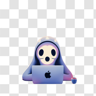 Happy Halloween - Grim Reaper Cartoon Working On Laptop Transparent PNG