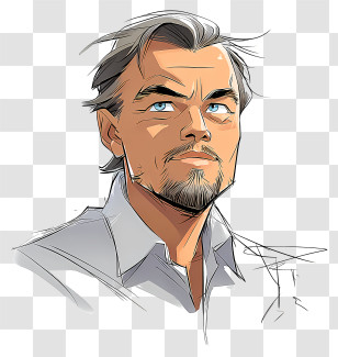 Funny Leonardo Dicaprio Sketch - Wise Bearded Male Portrait Transparent PNG