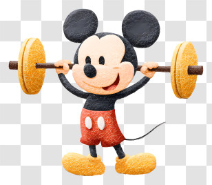 Mickey Mouse Lifting Barbell - Cartoon Mouse Lifting Weights Transparent PNG