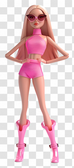 Barbie Girl - Pink Fashion Doll In Stylish Outfit Transparent PNG