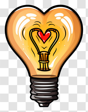 Light Bulb - Yellow Heart-Shaped Lightbulb Illustration Transparent PNG