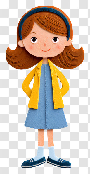 Candace Flynn - Girl In Yellow Jacket With Blue Dress Transparent PNG