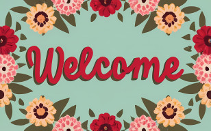 Welcome - Floral Welcome Sign With Colorful Flowers Transparent PNG