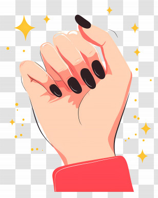 Nail Polish - Stylish Hand With Black Nails Transparent PNG
