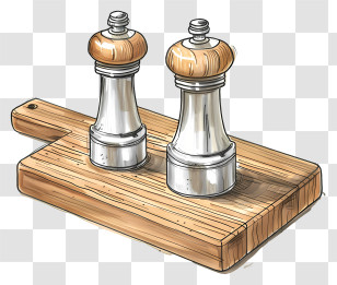 Pepper Shaker - Salt And Pepper Shakers On Wooden Board Transparent PNG
