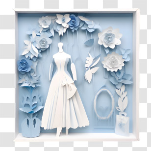 Wedding Dress
 - Floral Paper Art Dress With Flowers Transparent PNG