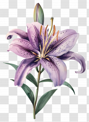 Lily Flower - Elegant Purple Lily Flower Illustration Transparent PNG