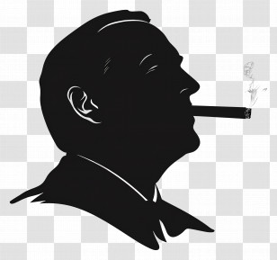 Man Head Silhouette - Silhouette Of A Man With Cigar Transparent PNG