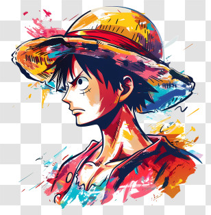One Piece Luffy - Colorful Straw Hat Anime Character Illustration Transparent PNG