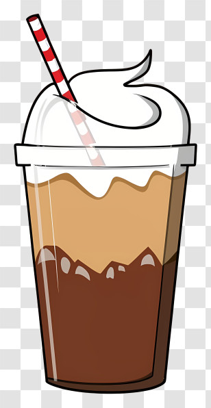 Brown Frosted Drink - Chocolate Milkshake With Whipped Cream And Straw Transparent PNG