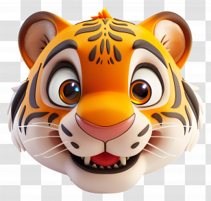 Tiger Face - Cute Tiger Face Cartoon Illustration Transparent PNG