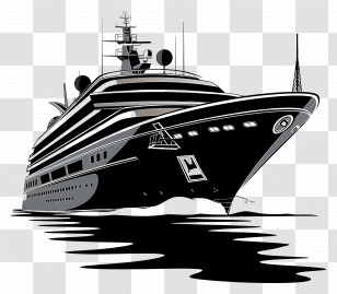 Luxury Cruise Ship - Luxury Yacht On Water Transparent PNG