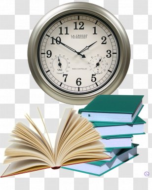 Wall Street Digital Clock La Crosse Technology Patio - Circular Metal Frame Creative And Books Transparent PNG