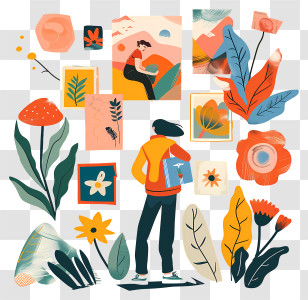 Watching Exhibition - Woman Admiring Colorful Art In Gallery Transparent PNG