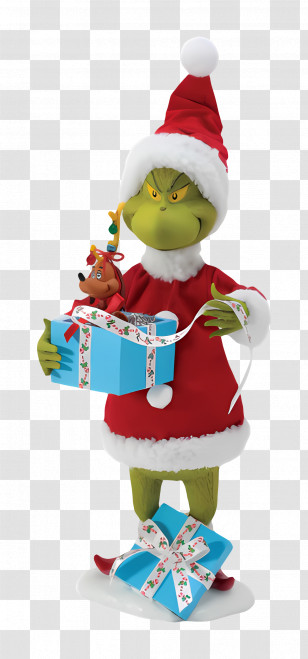 Grinch - Grinch With Christmas Gift Transparent PNG