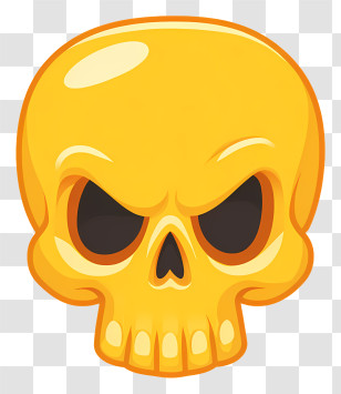 Skull Emoji - Yellow Skull Cartoon Illustration Transparent PNG