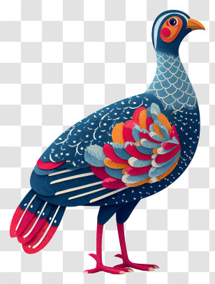 Guineafowl Bird - Colorful Bird With Artistic Feathers Transparent PNG
