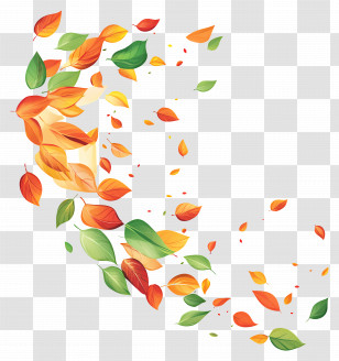 Fluttering Leaves - Autumn Falling Colorful Leaves Design Transparent PNG