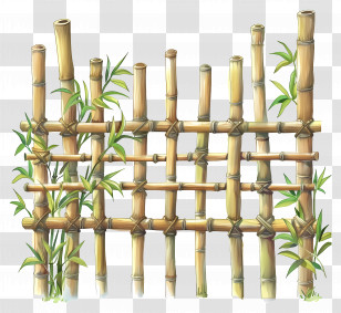 Bamboo Fence - Traditional Bamboo Fence With Greenery Transparent PNG