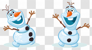 Frozen Olaf - Cheerful Cartoon Snowmen Celebrating Winter Transparent PNG