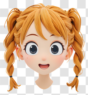 Anime Facial Expression - Happy Anime Girl With Pigtails Transparent PNG