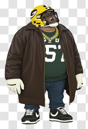 Kenny Clark - Football Fan In Jersey And Helmet Transparent PNG
