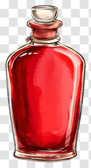 Campari Flask - Red Glass Bottle In Artistic Design Transparent PNG