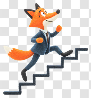 Fox Climbing Stairs - Fox In Suit Climbing Stairs Transparent PNG