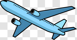 Icon - Blue Airplane Flying High Transparent PNG