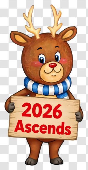 2026 Ascends - Reindeer With 2026 Sign For New Year Transparent PNG