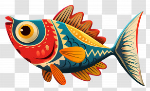 Cartoon Fish - Colorful Illustrated Ornamental Fish Transparent PNG